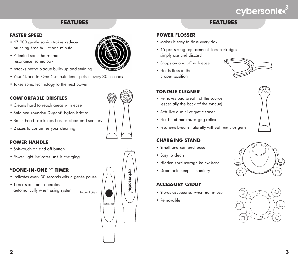 Features | AMDEN CORP Cybersonic3 User Manual | Page 3 / 6