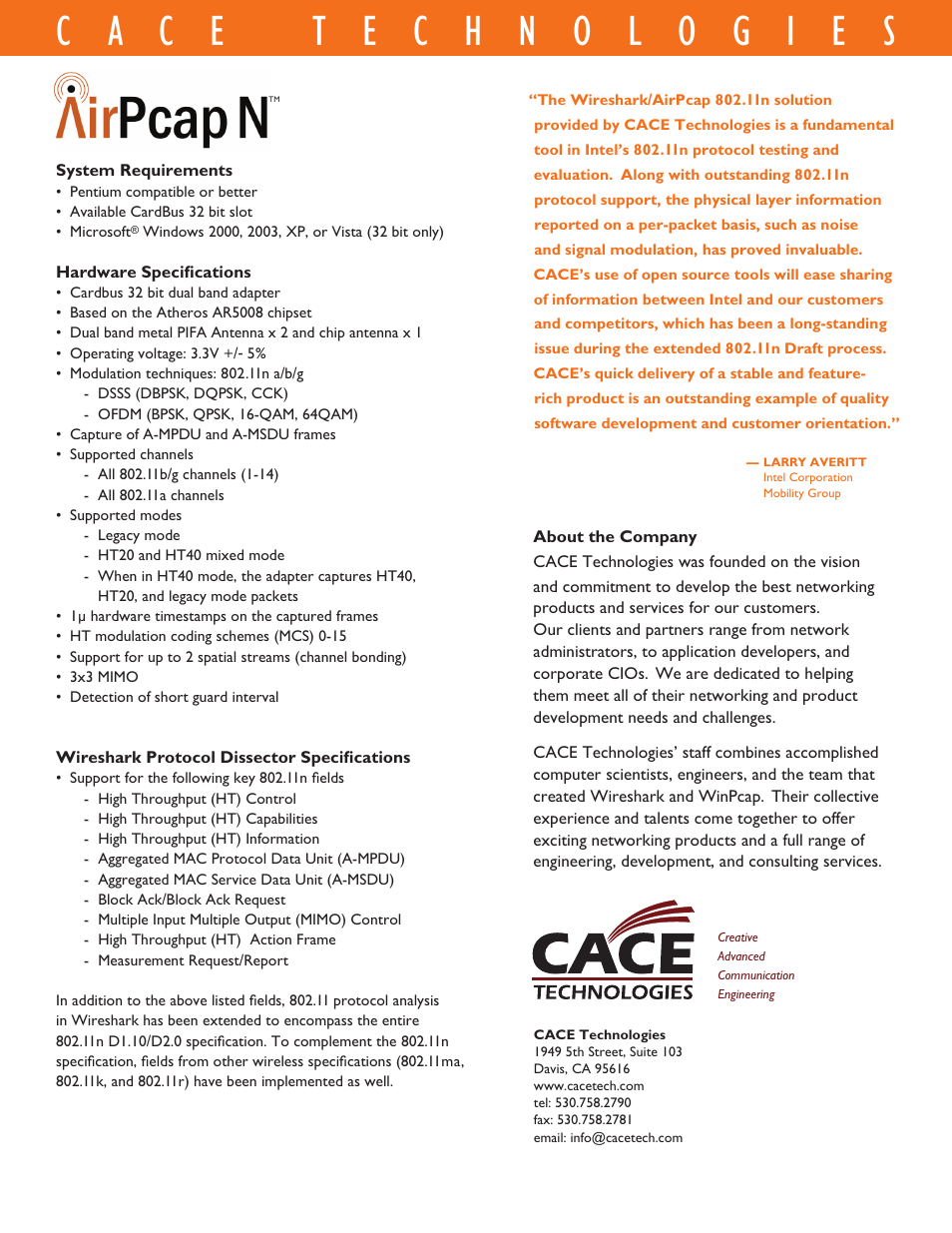 Cace Technologies AirPcap N User Manual | Page 2 / 2