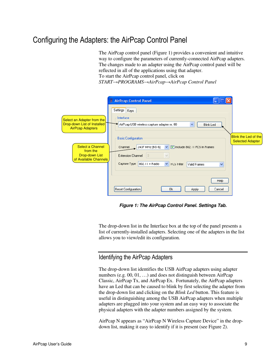Identifying the airpcap adapters | Cace Technologies AirPcap Wireless Capture Adapters User Manual | Page 11 / 25