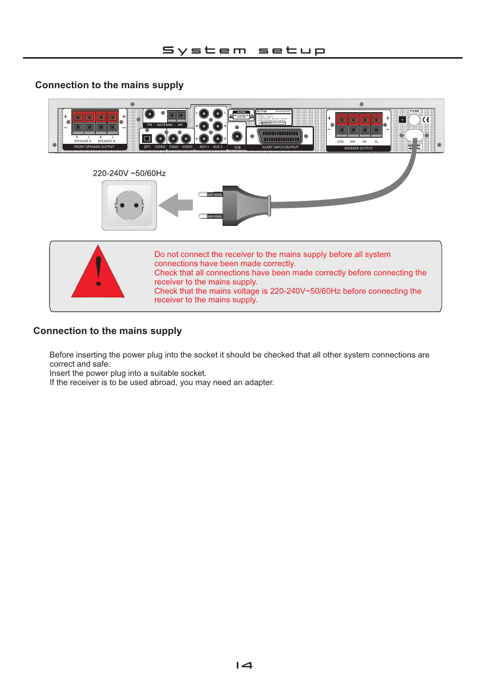Connection to the mains supply | Cilo C-102 User Manual | Page 14 / 22