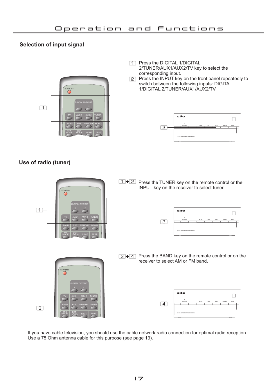 Selection of input signal use of radio (tuner) | Cilo C-102 User Manual | Page 17 / 22