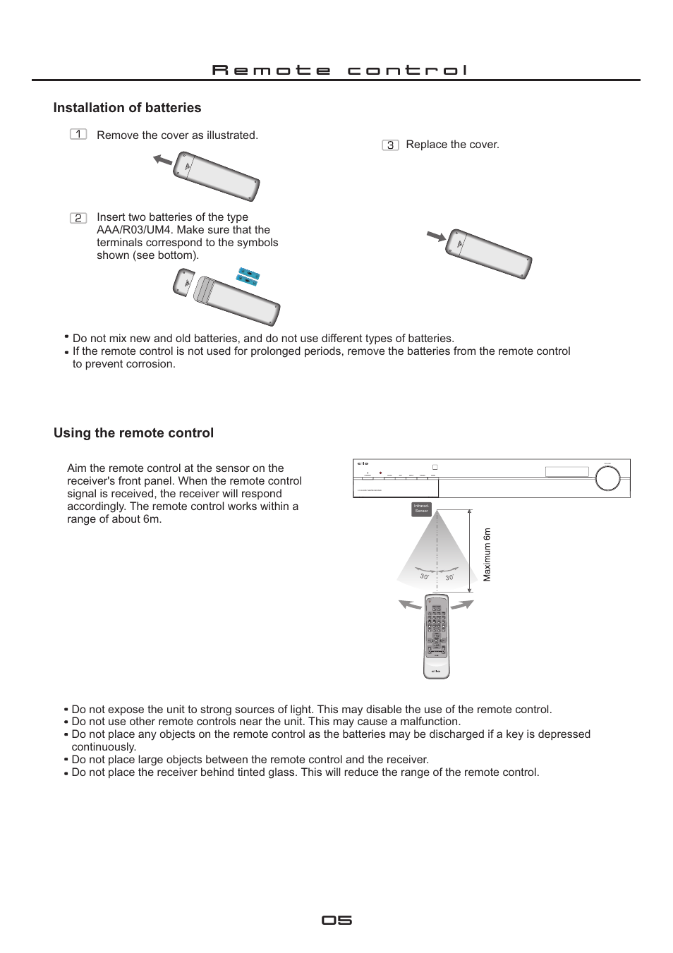 Installation of batteries, Using the remote control | Cilo C-102 User Manual | Page 5 / 22