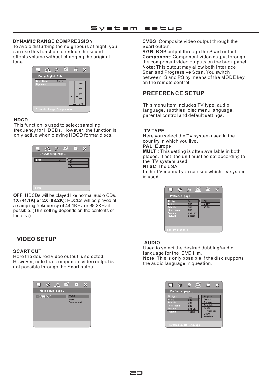 Preference setup, Video setup | Cilo C-101 User Manual | Page 20 / 28