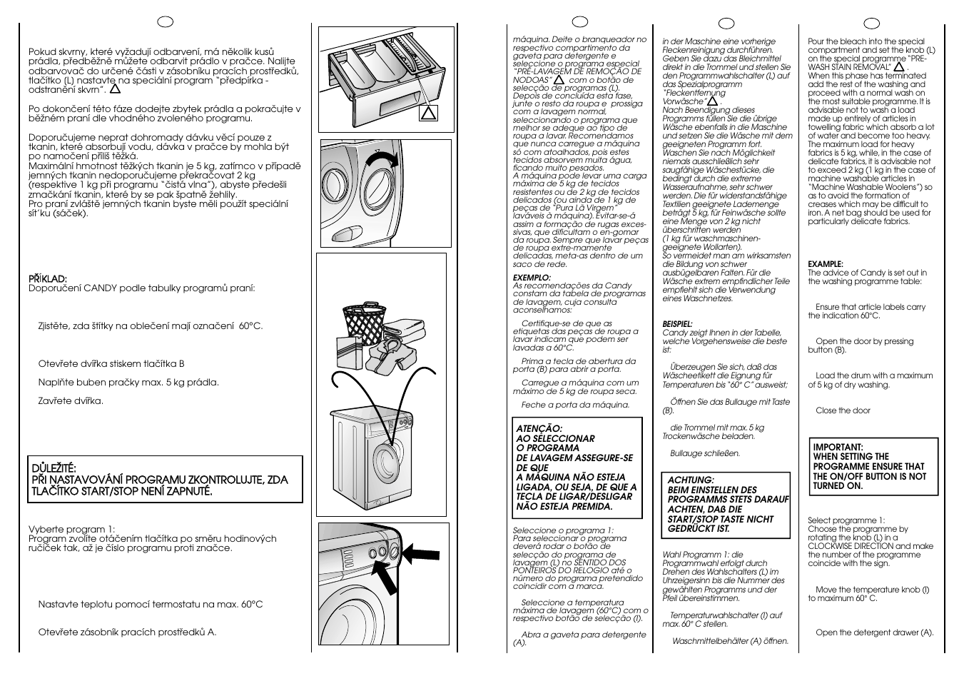 60° c 5 kg max | Candy CB 63 TR User Manual | Page 25 / 33