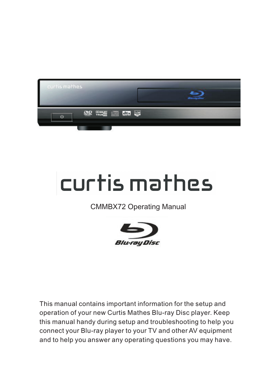 Curtis Mathes BLU-RAY DISC CMMBX72 User Manual | 56 pages