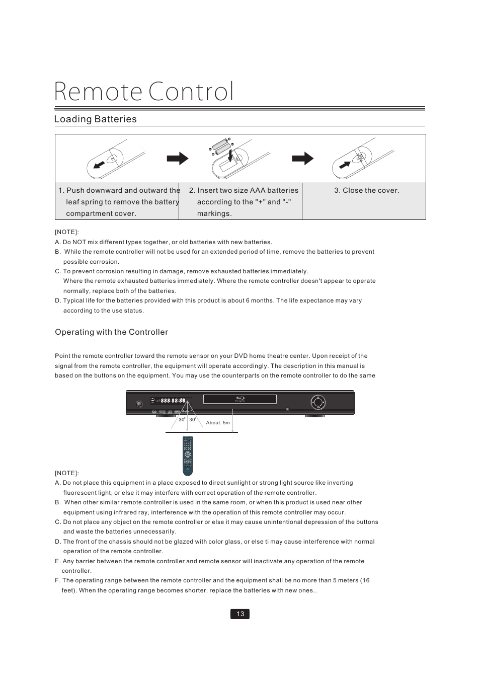 Remote control, Loading batteries | Curtis Mathes BLU-RAY DISC CMMBX72 User Manual | Page 15 / 56