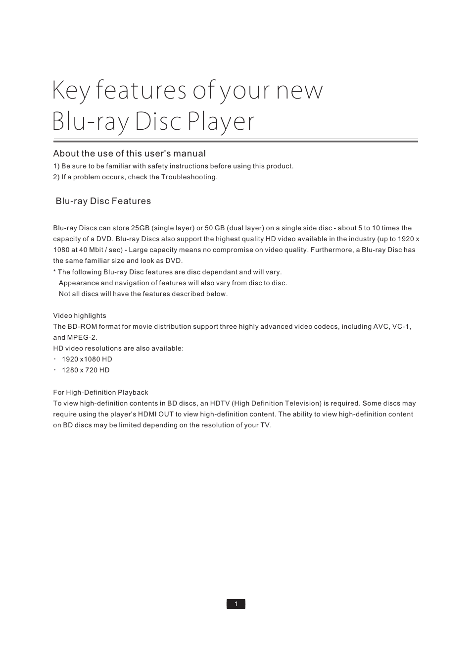 Key features of your new blu-ray disc player | Curtis Mathes BLU-RAY DISC CMMBX72 User Manual | Page 3 / 56