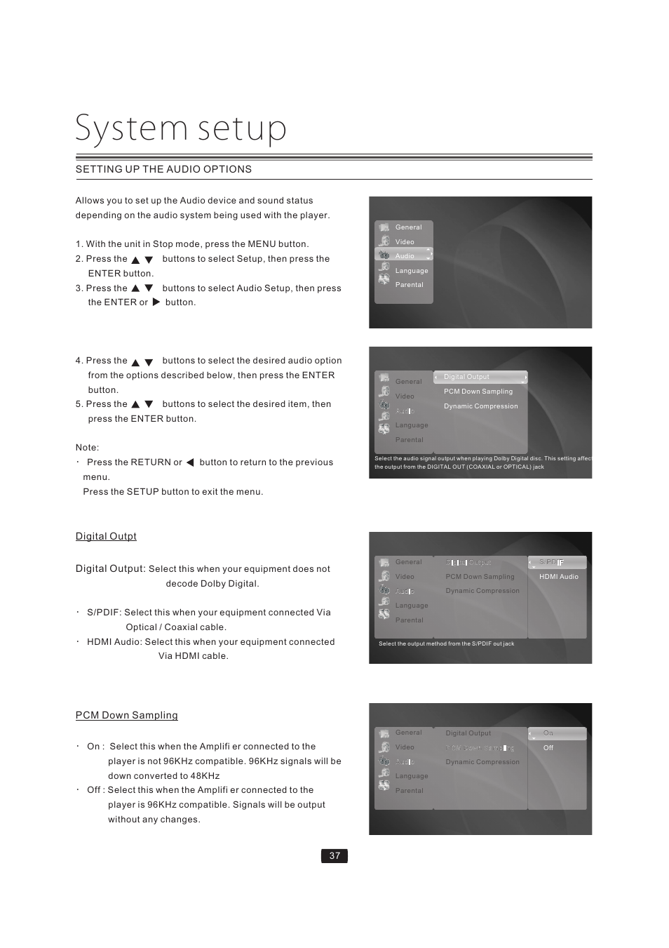 System setup | Curtis Mathes BLU-RAY DISC CMMBX72 User Manual | Page 39 / 56