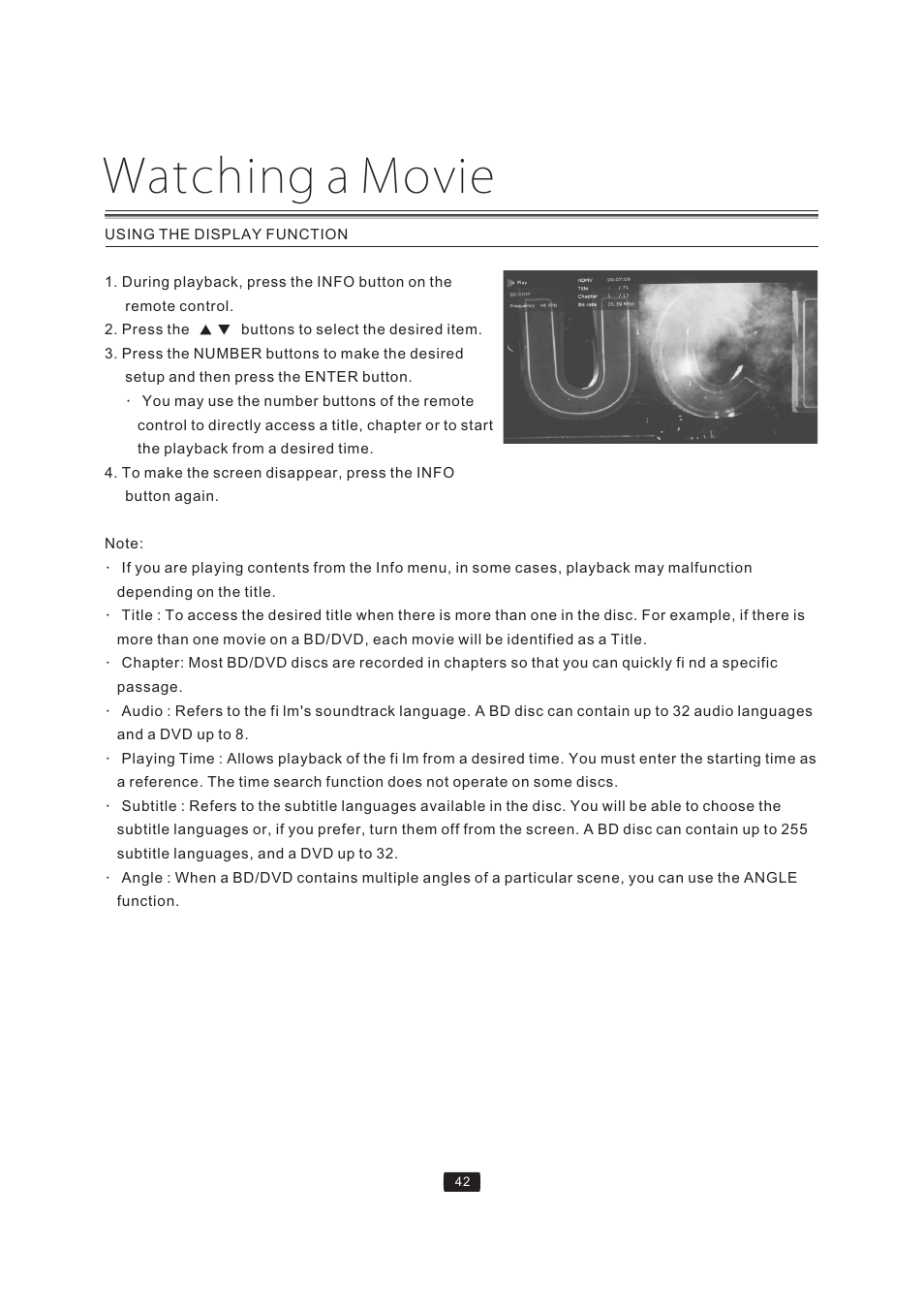 Watching a movie | Curtis Mathes BLU-RAY DISC CMMBX72 User Manual | Page 44 / 56