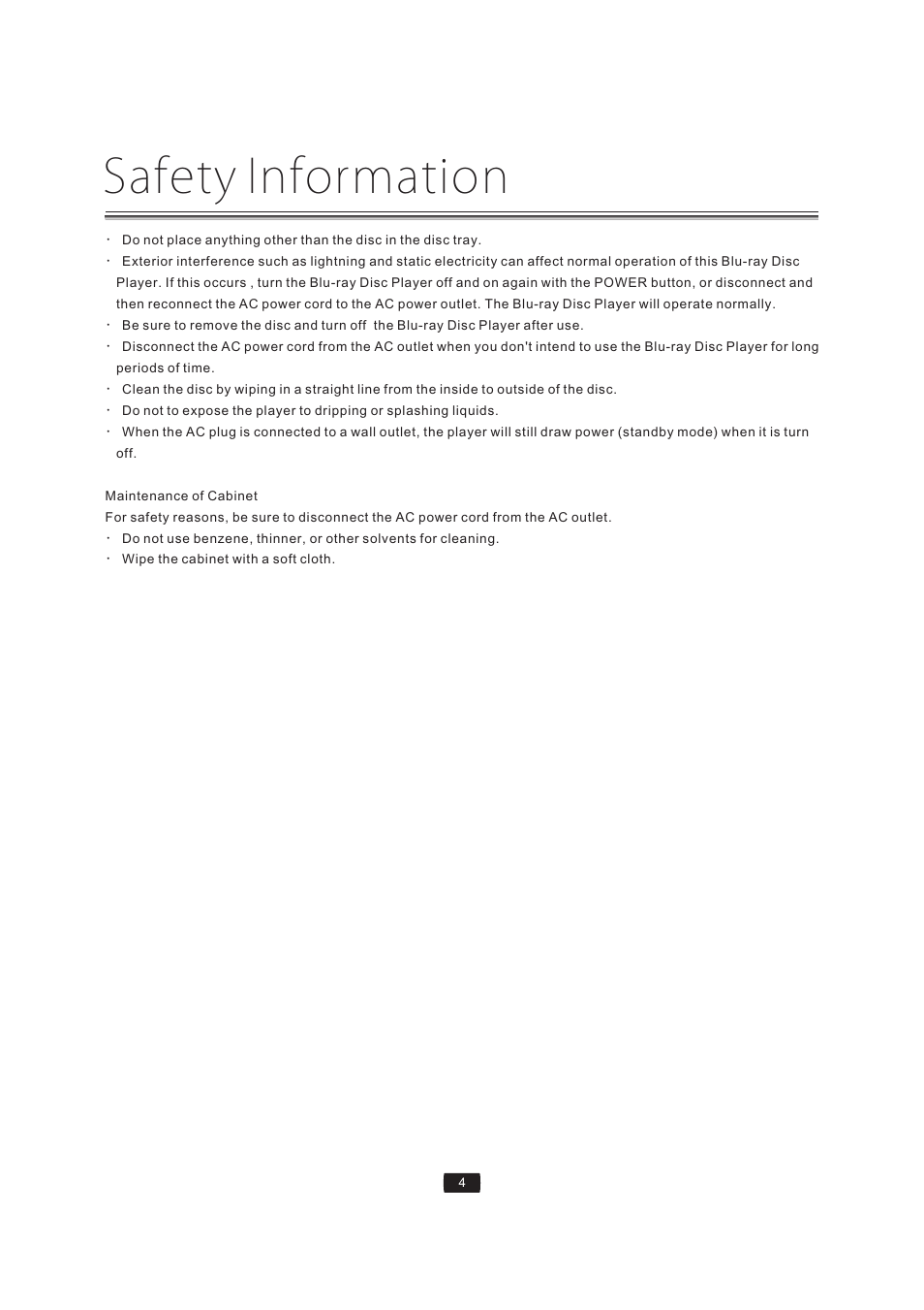 Safety information | Curtis Mathes BLU-RAY DISC CMMBX72 User Manual | Page 6 / 56