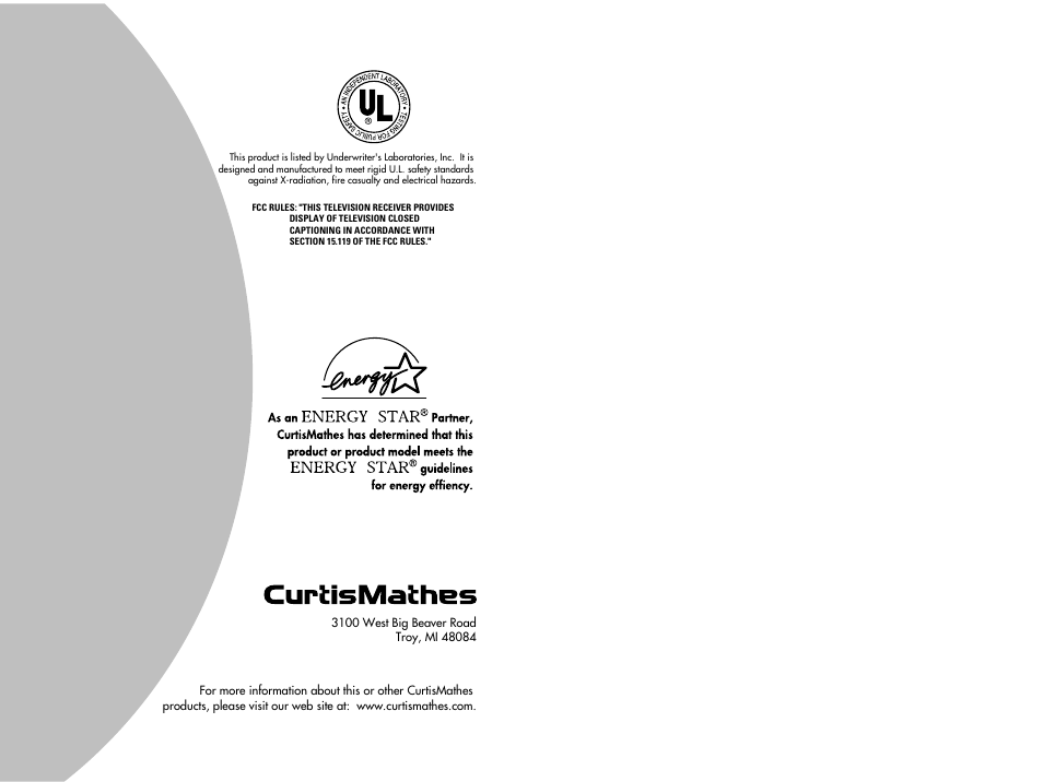 Curtis Mathes CM19102 User Manual | Page 32 / 32