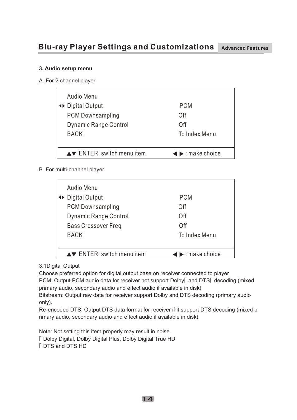 Blu-ray player settings and customizations | Curtis Mathes CMMBX130 User Manual | Page 16 / 23