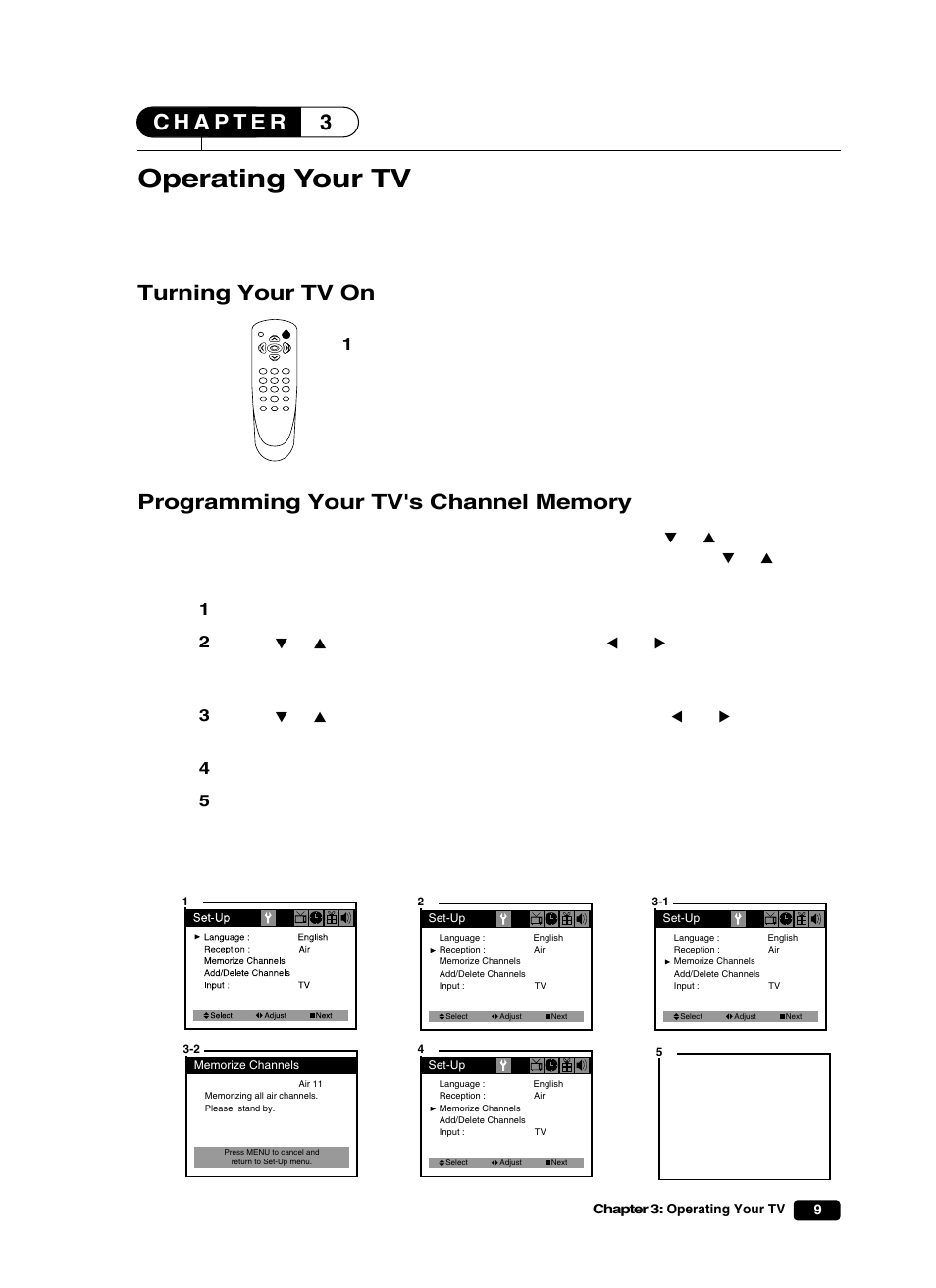 Operating your tv, Turning your tv on | Curtis Mathes CM25101S User Manual | Page 14 / 40