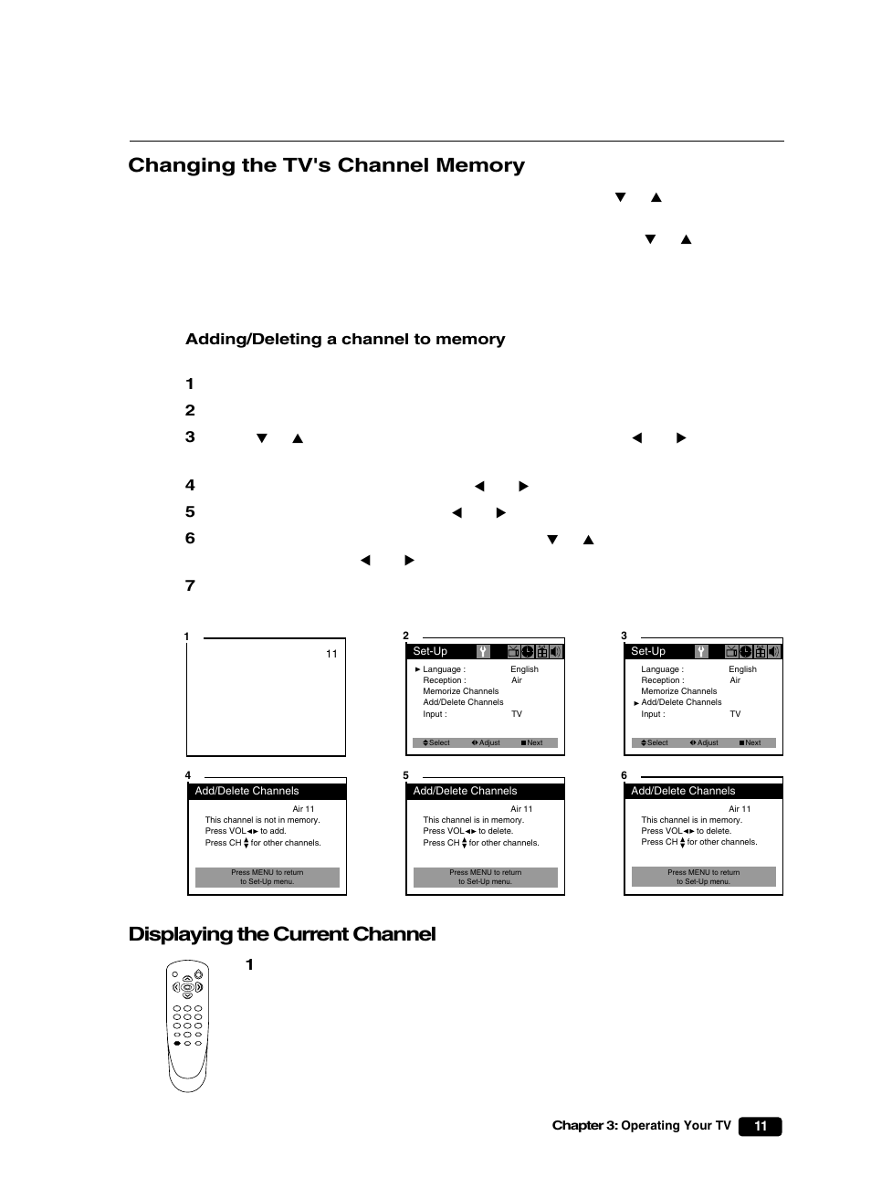 Displaying the current channel | Curtis Mathes CM25101S User Manual | Page 16 / 40