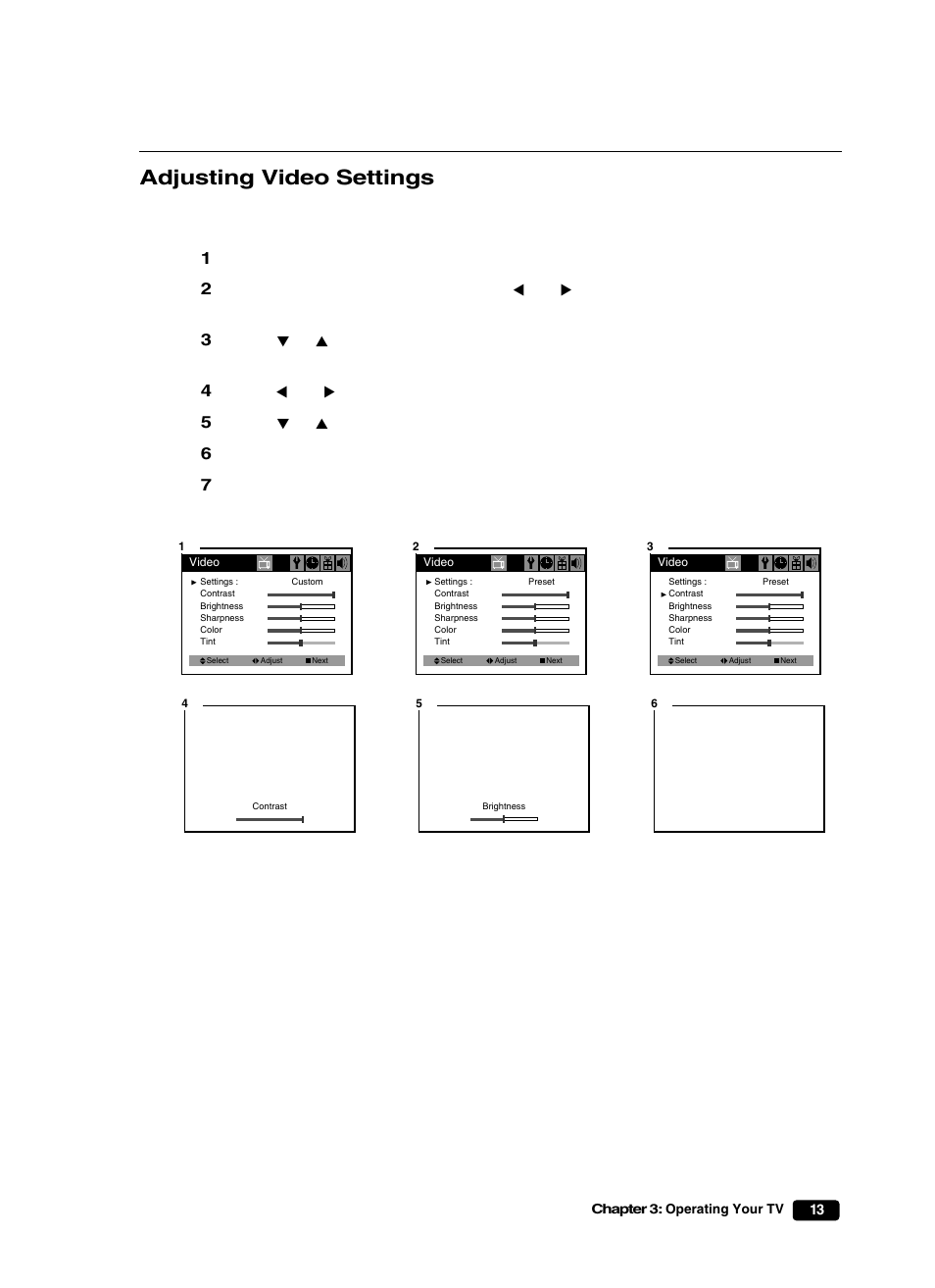 Adjusting video settings | Curtis Mathes CM25101S User Manual | Page 18 / 40