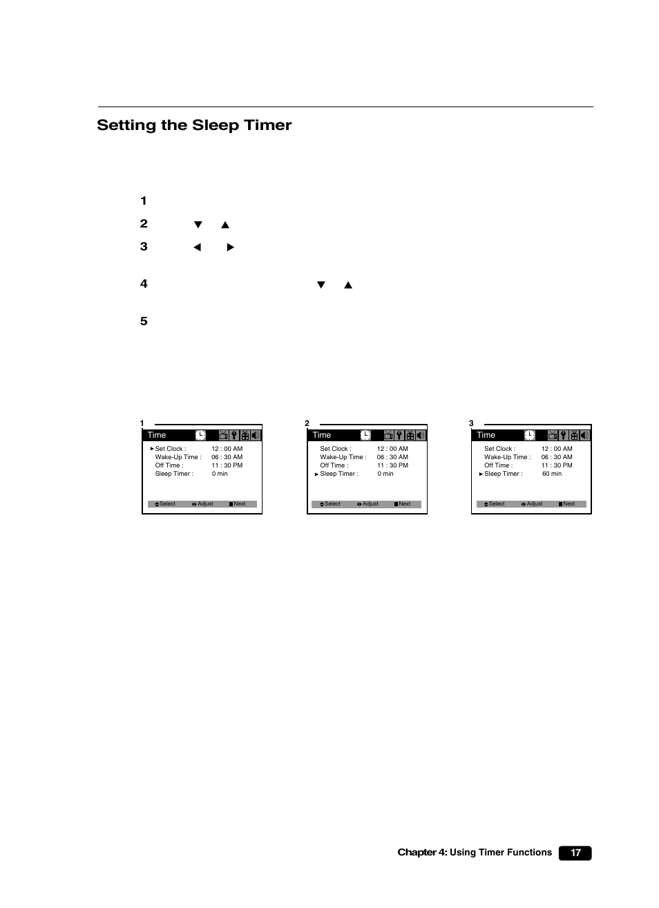 Setting the sleep timer | Curtis Mathes CM25101S User Manual | Page 22 / 40