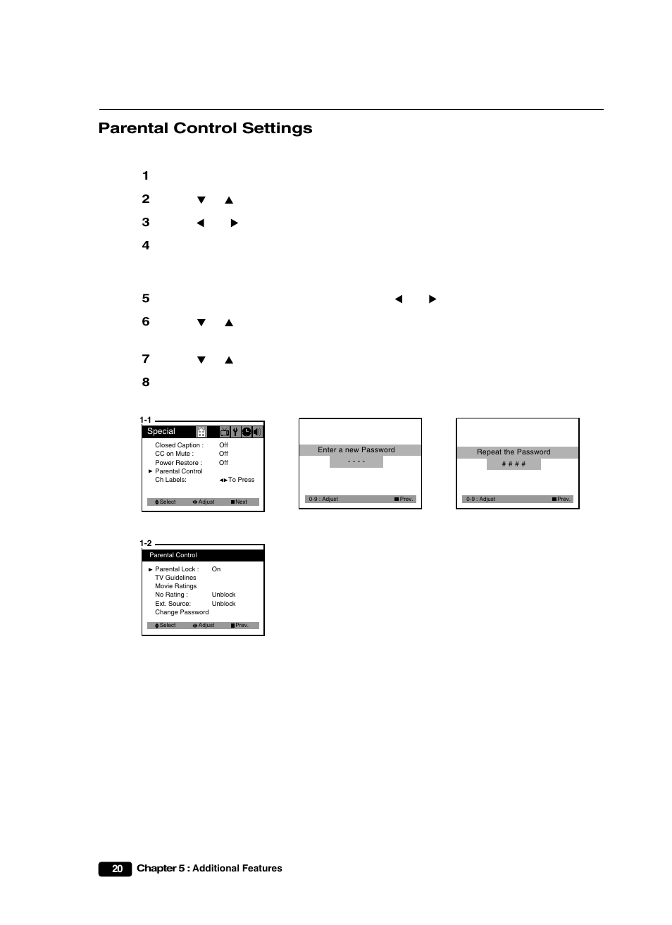 Parental control settings | Curtis Mathes CM25101S User Manual | Page 25 / 40