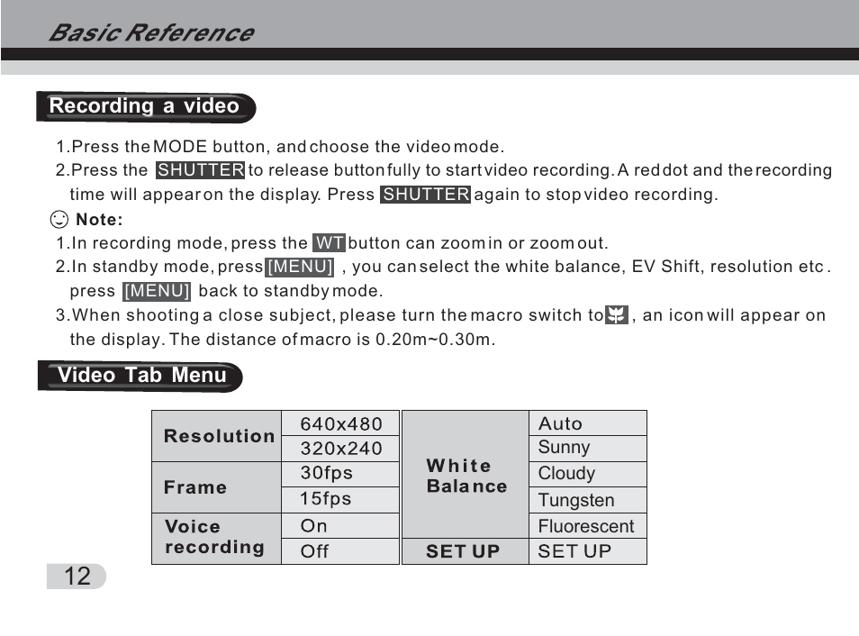 Recording a video, Video tab menu | Cobra Digital DVC3300 User Manual | Page 13 / 47