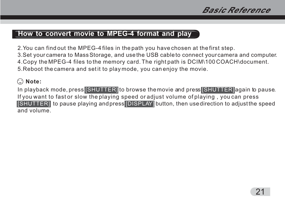 How to convert movie to mpeg-4 format and play | Cobra Digital DVC3300 User Manual | Page 22 / 47