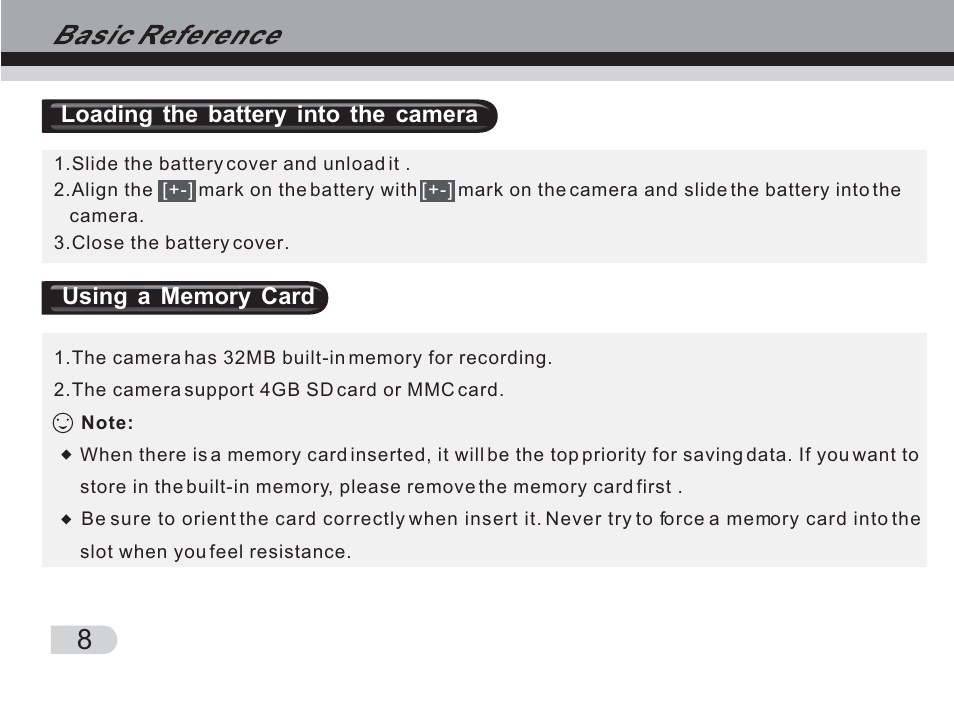 Loading the battery into the camera | Cobra Digital DVC3300 User Manual | Page 9 / 47