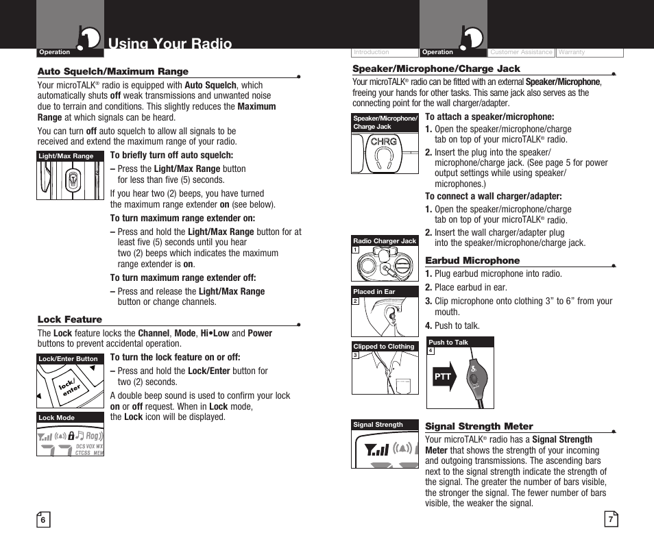 Using your radio | Cobra Digital MICROTALK CXR920 User Manual | Page 6 / 17