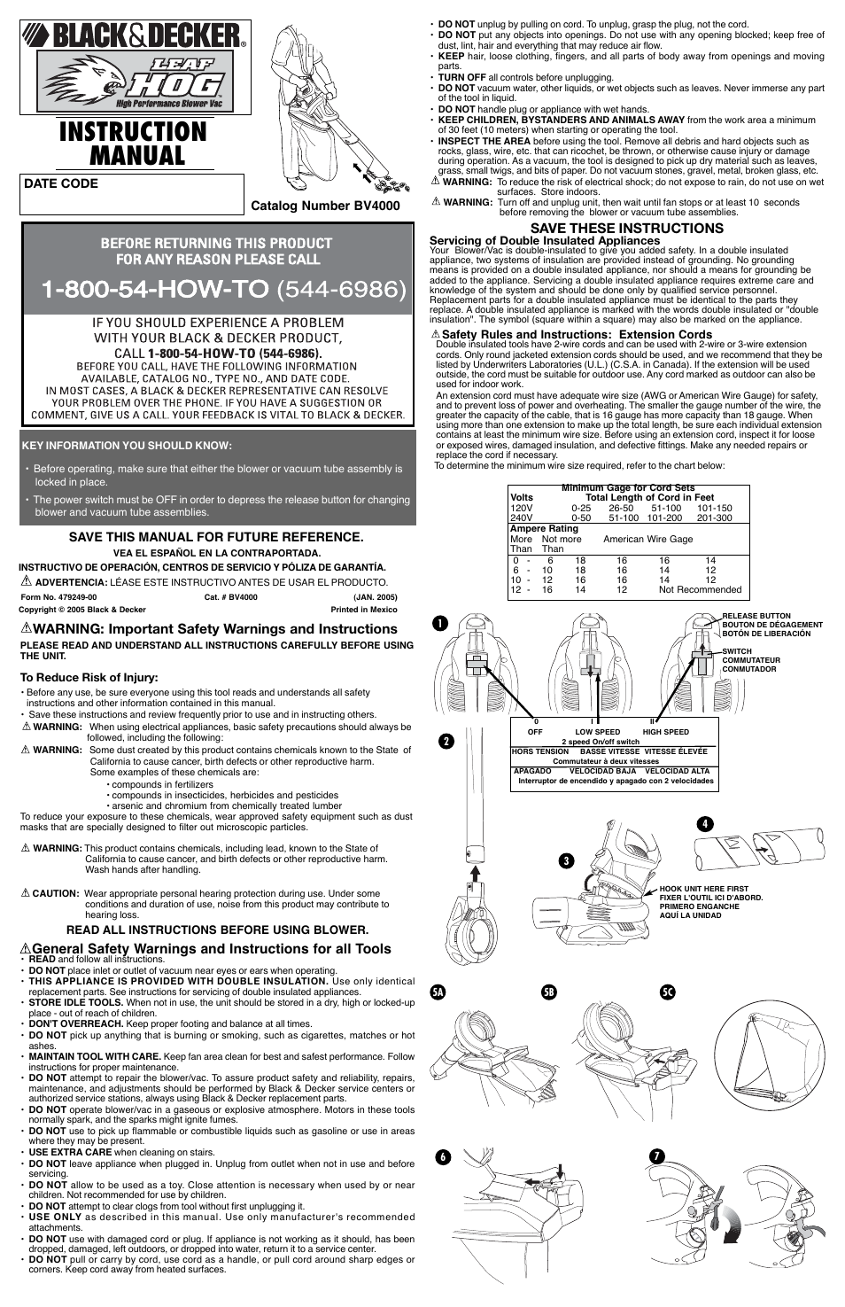 Black & Decker BV4000 User Manual | 5 pages