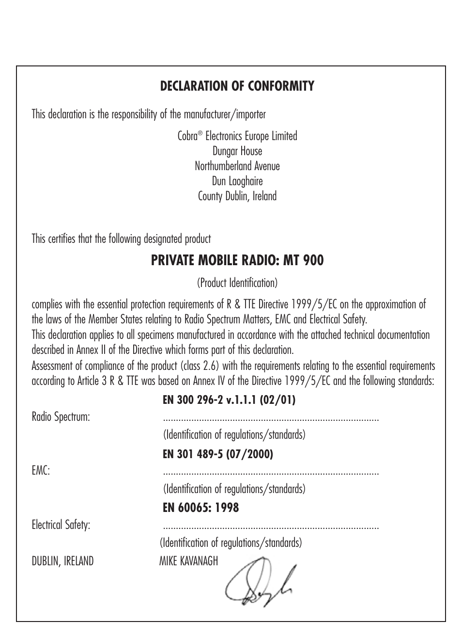 Cobra Digital MICROTALK MT-900 User Manual | Page 10 / 10