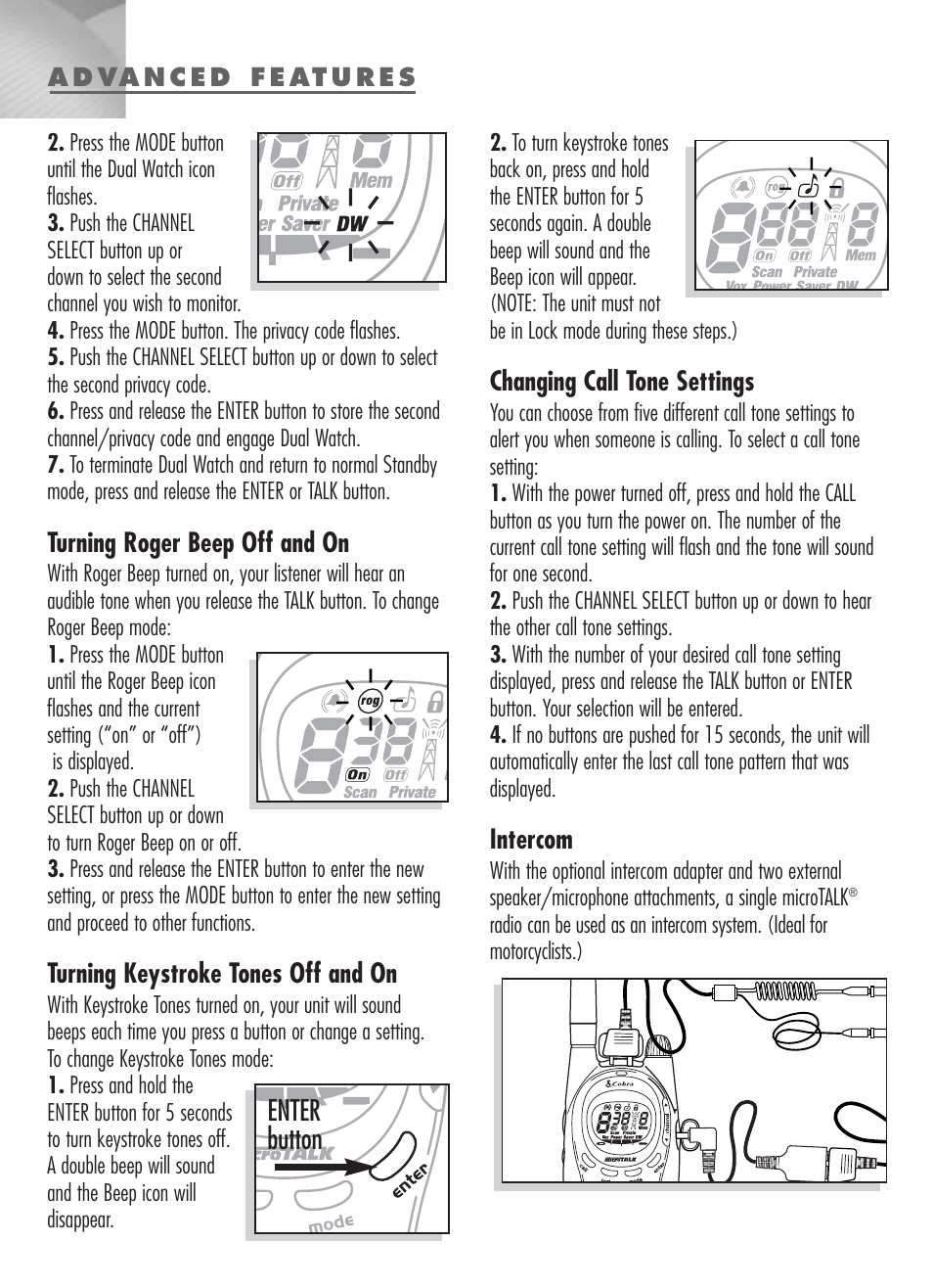 Enter button | Cobra Digital MICROTALK MT-900 User Manual | Page 8 / 10