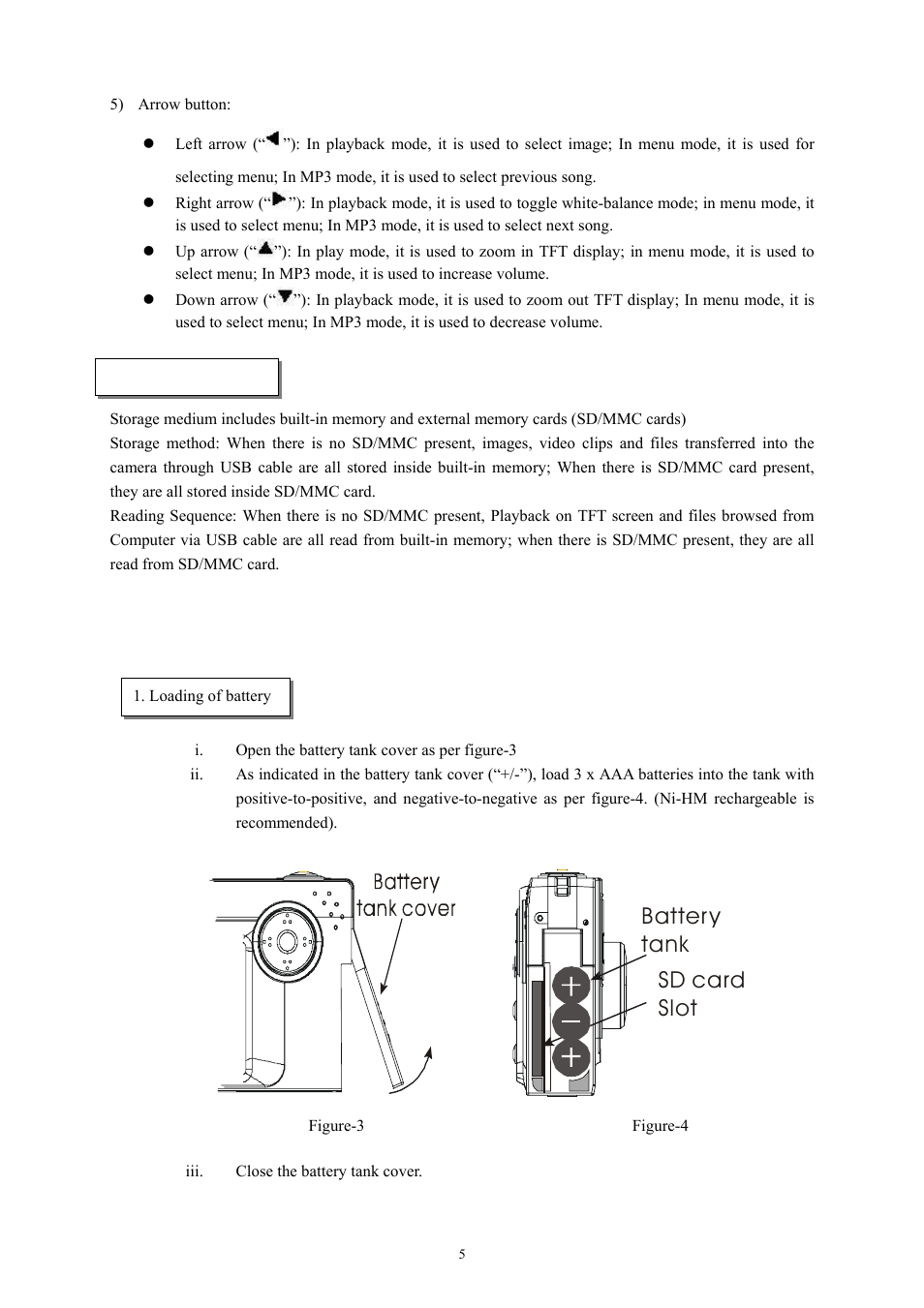 Preparation before use, Battery tank sd card slot | Cobra Digital DC4330 User Manual | Page 6 / 16