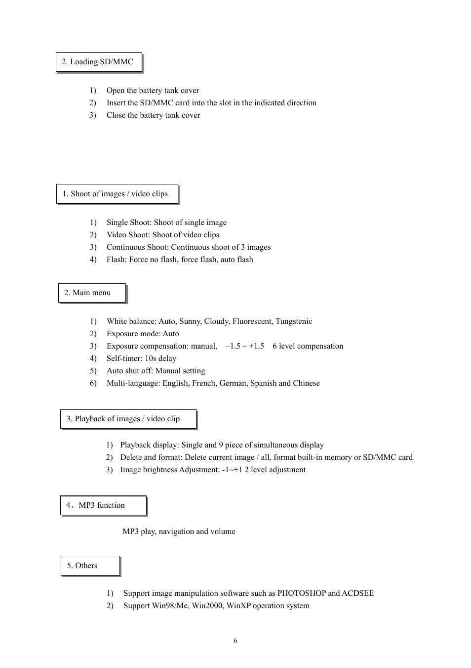 Feature and specifications of camera | Cobra Digital DC4330 User Manual | Page 7 / 16