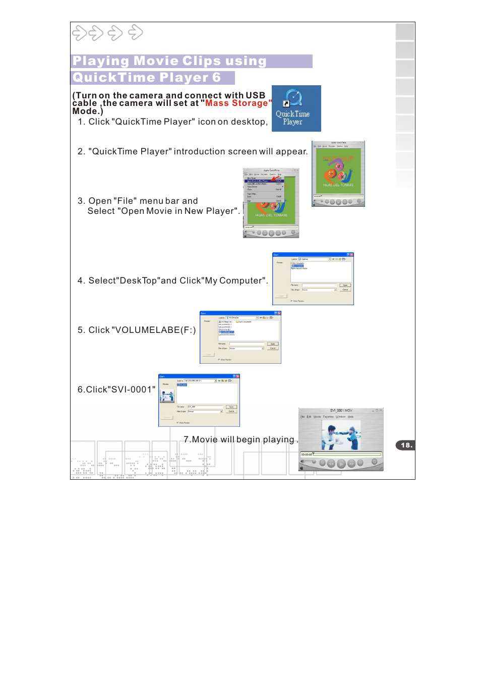Playing movie clips using quicktime player 6 | Cobra Digital DC6415 User Manual | Page 20 / 21