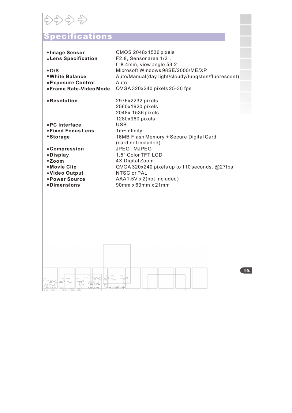 Specifications | Cobra Digital DC6415 User Manual | Page 21 / 21