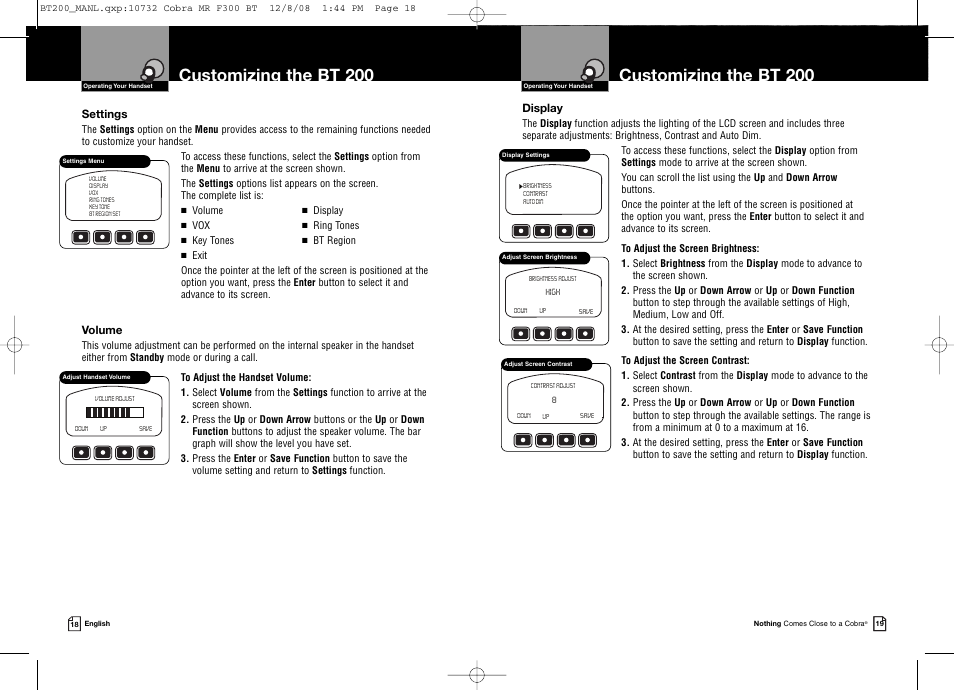 Customizing the bt 200 | Cobra Digital BT 200 User Manual | Page 12 / 15