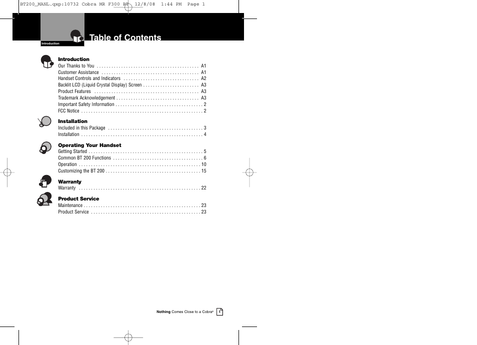 Cobra Digital BT 200 User Manual | Page 3 / 15