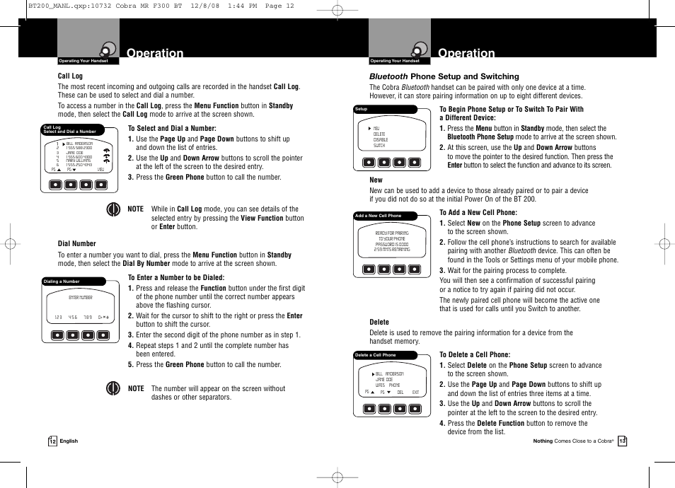 Operation | Cobra Digital BT 200 User Manual | Page 9 / 15