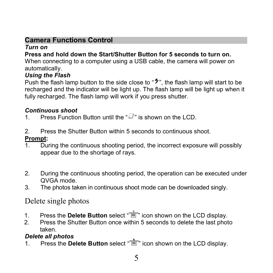 Delete single photos | Cobra Digital DC360 User Manual | Page 6 / 15