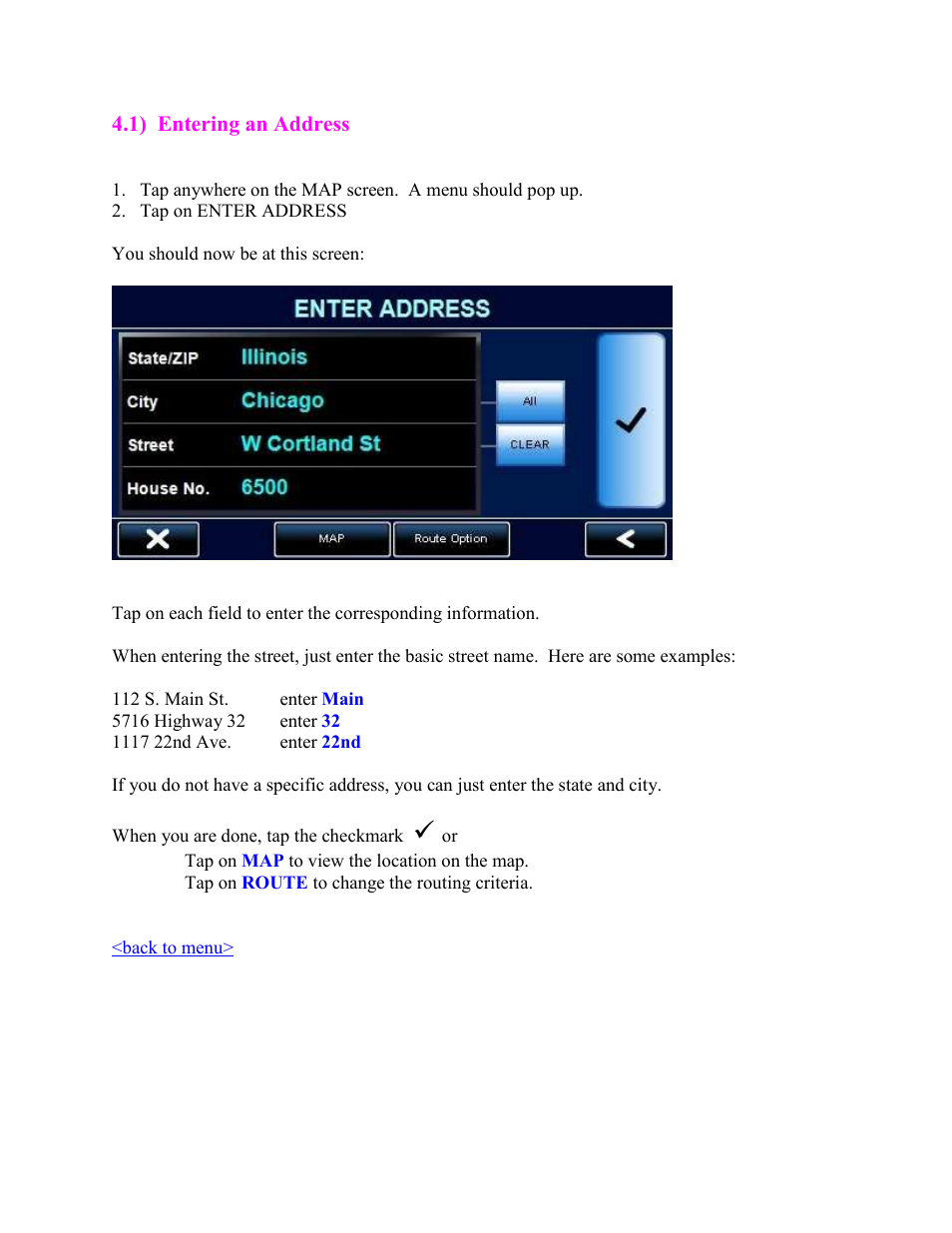 Entering an address | Cobra Digital 7750 PLT User Manual | Page 13 / 59
