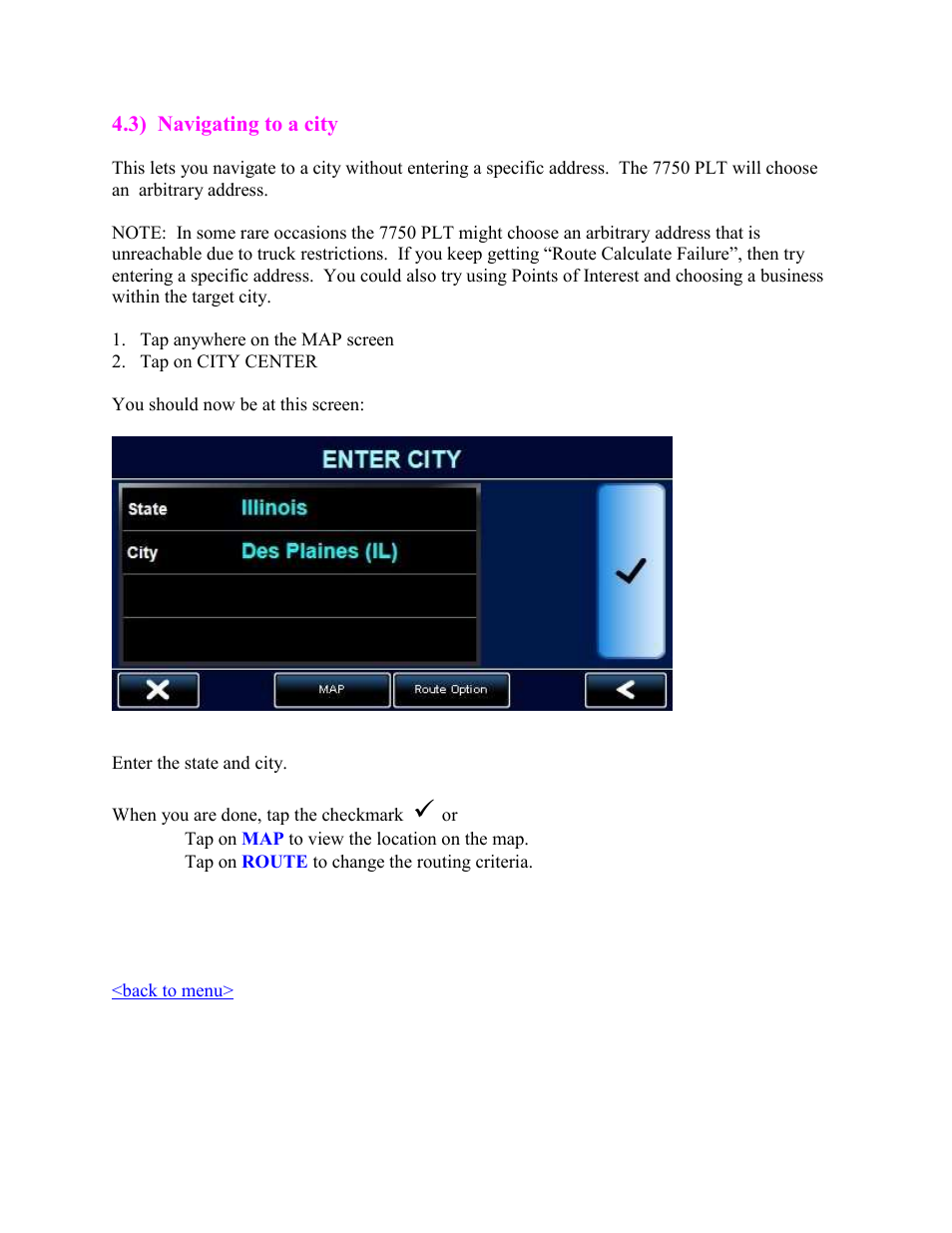 Navigating to a city (no specific address) | Cobra Digital 7750 PLT User Manual | Page 15 / 59
