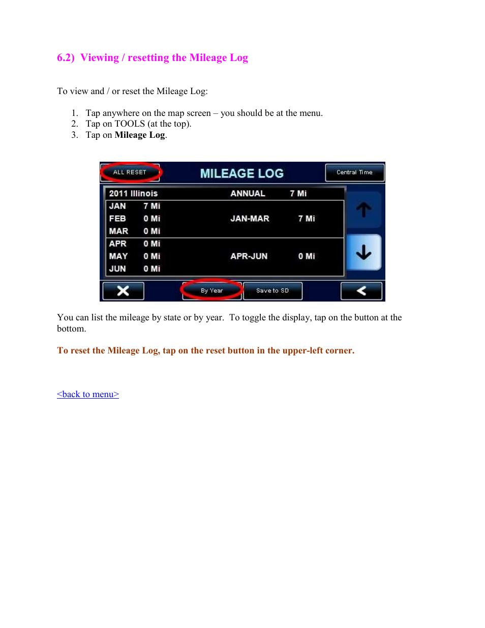 Viewing / resetting the mileage log | Cobra Digital 7750 PLT User Manual | Page 33 / 59