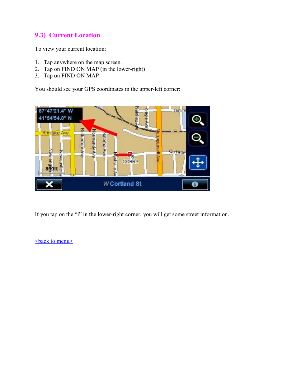 Viewing your “current location | Cobra Digital 7750 PLT User Manual | Page 52 / 59