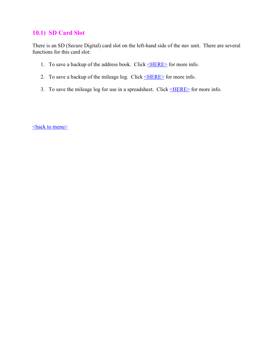 Sd card slot | Cobra Digital 7750 PLT User Manual | Page 58 / 59