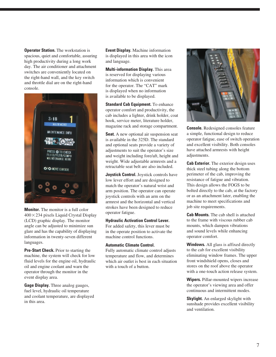 CAT Hydraulic Excavator 325DL User Manual | Page 7 / 32