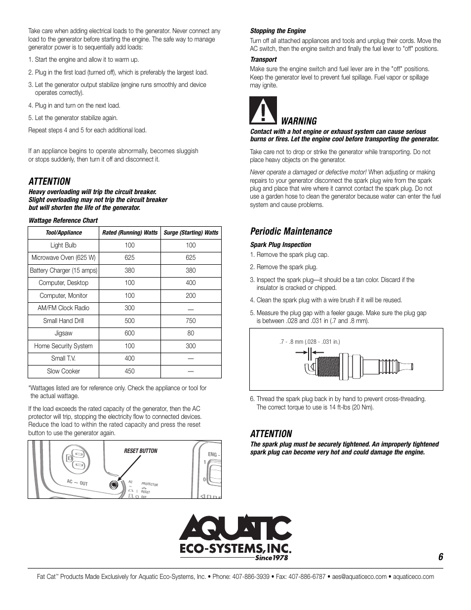 Attention, Warning, Periodic maintenance | CAT GT950 User Manual | Page 6 / 10