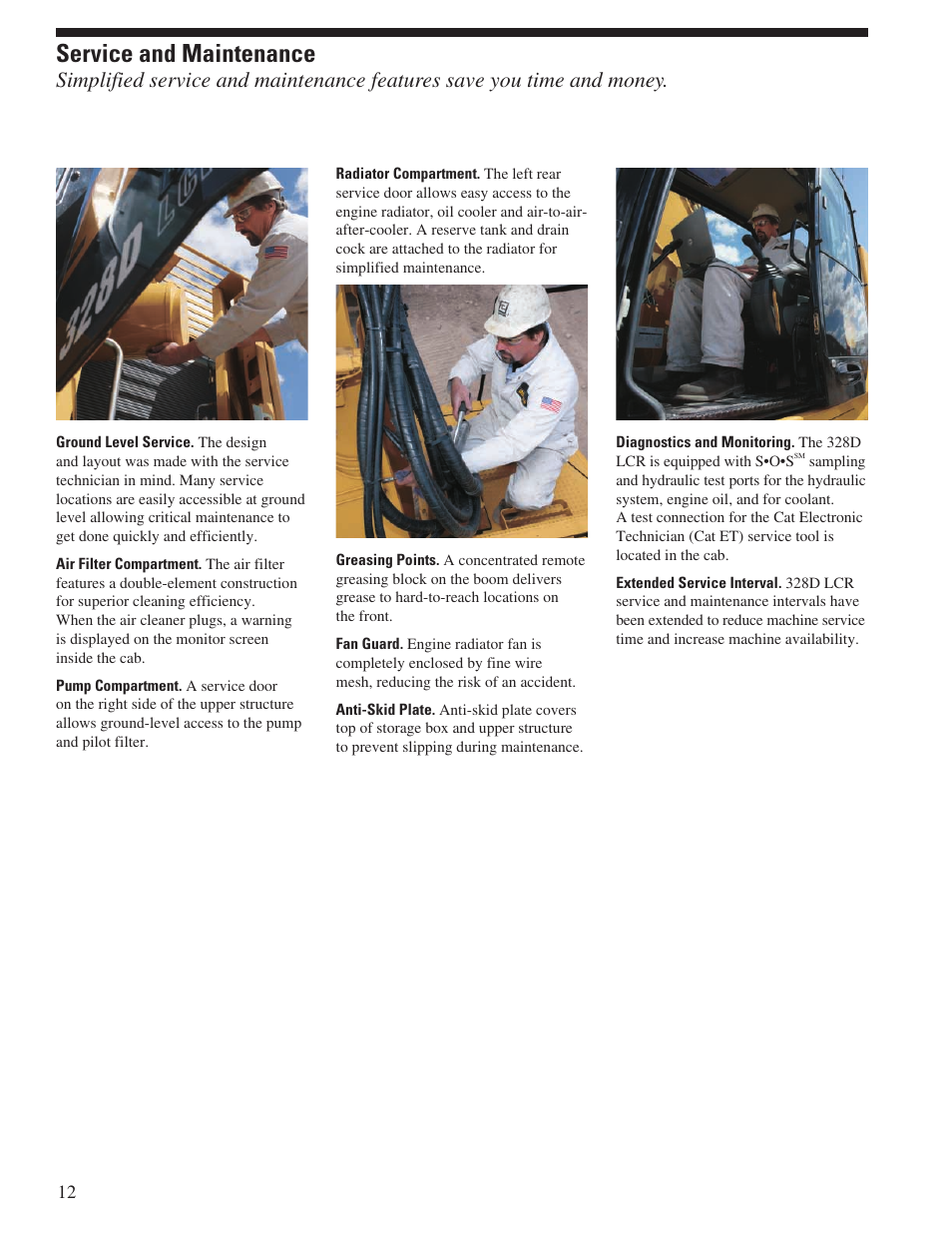 Service and maintenance | CAT Hydraulic Excavator 328D LCR User Manual | Page 12 / 24