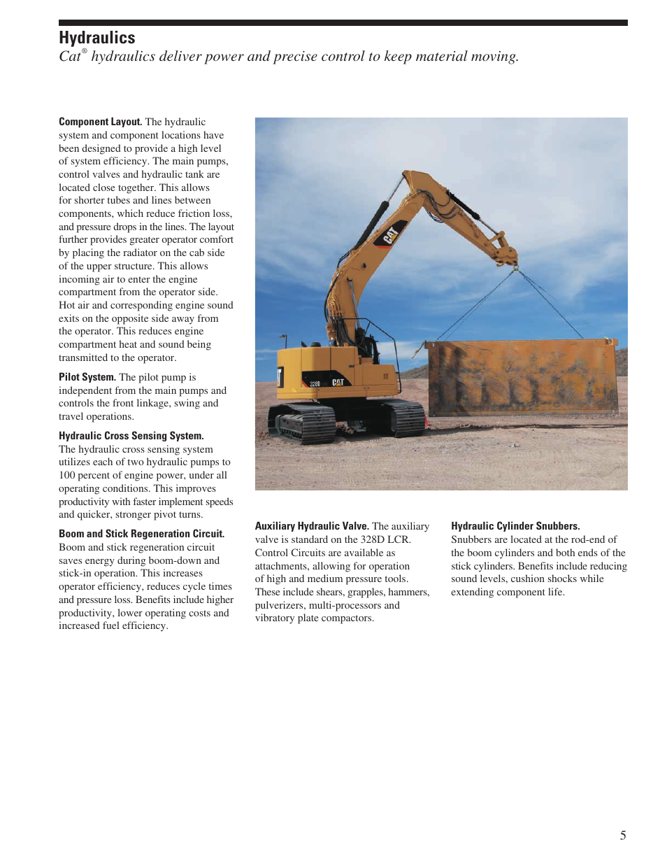 Hydraulics | CAT Hydraulic Excavator 328D LCR User Manual | Page 5 / 24