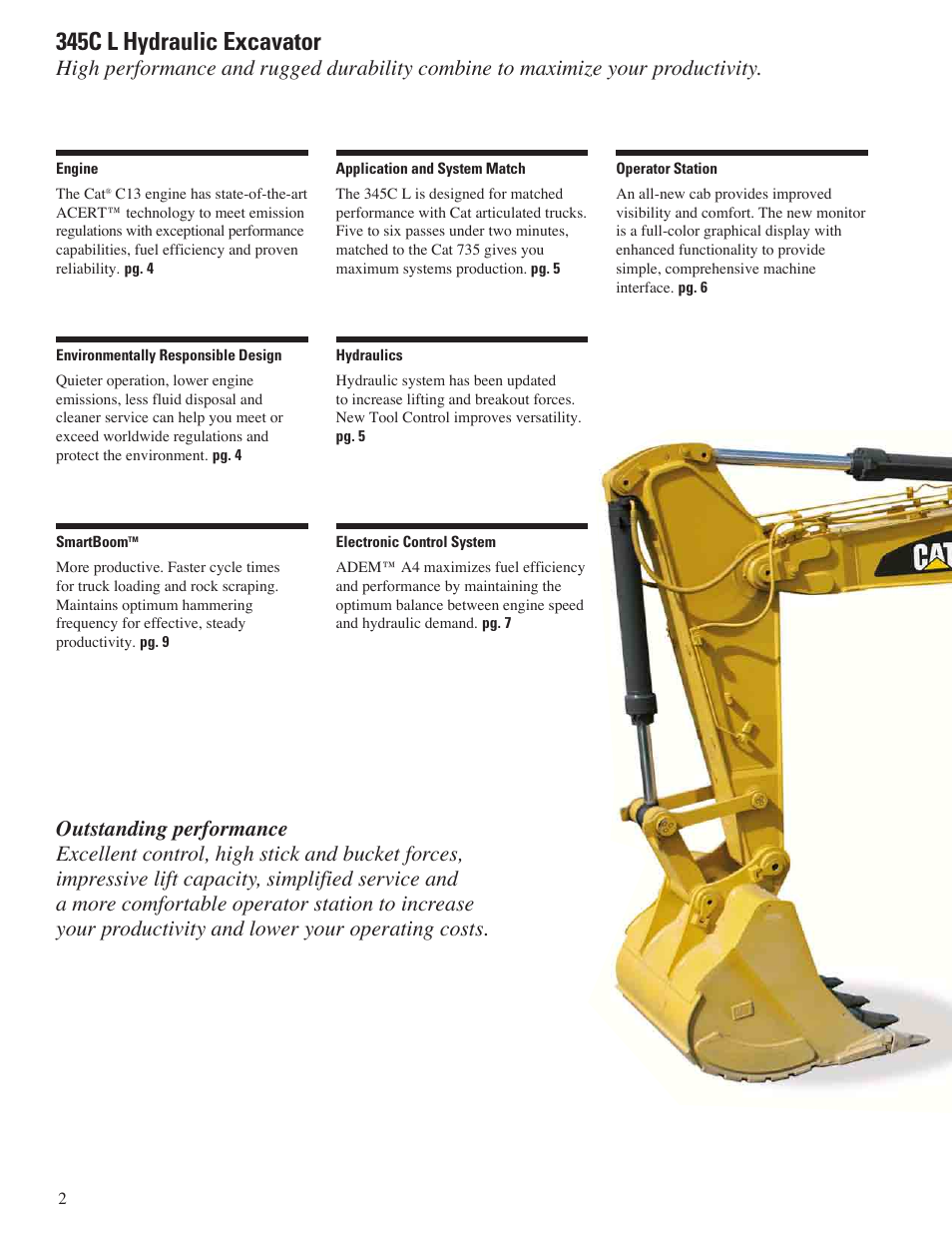 345c l hydraulic excavator | CAT 345C L User Manual | Page 2 / 20