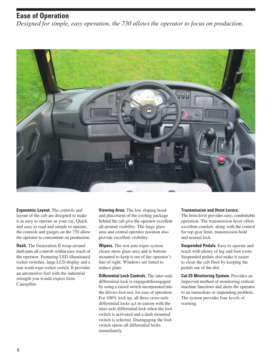 Ease of operation | CAT Articulated Truck 730 User Manual | Page 8 / 20