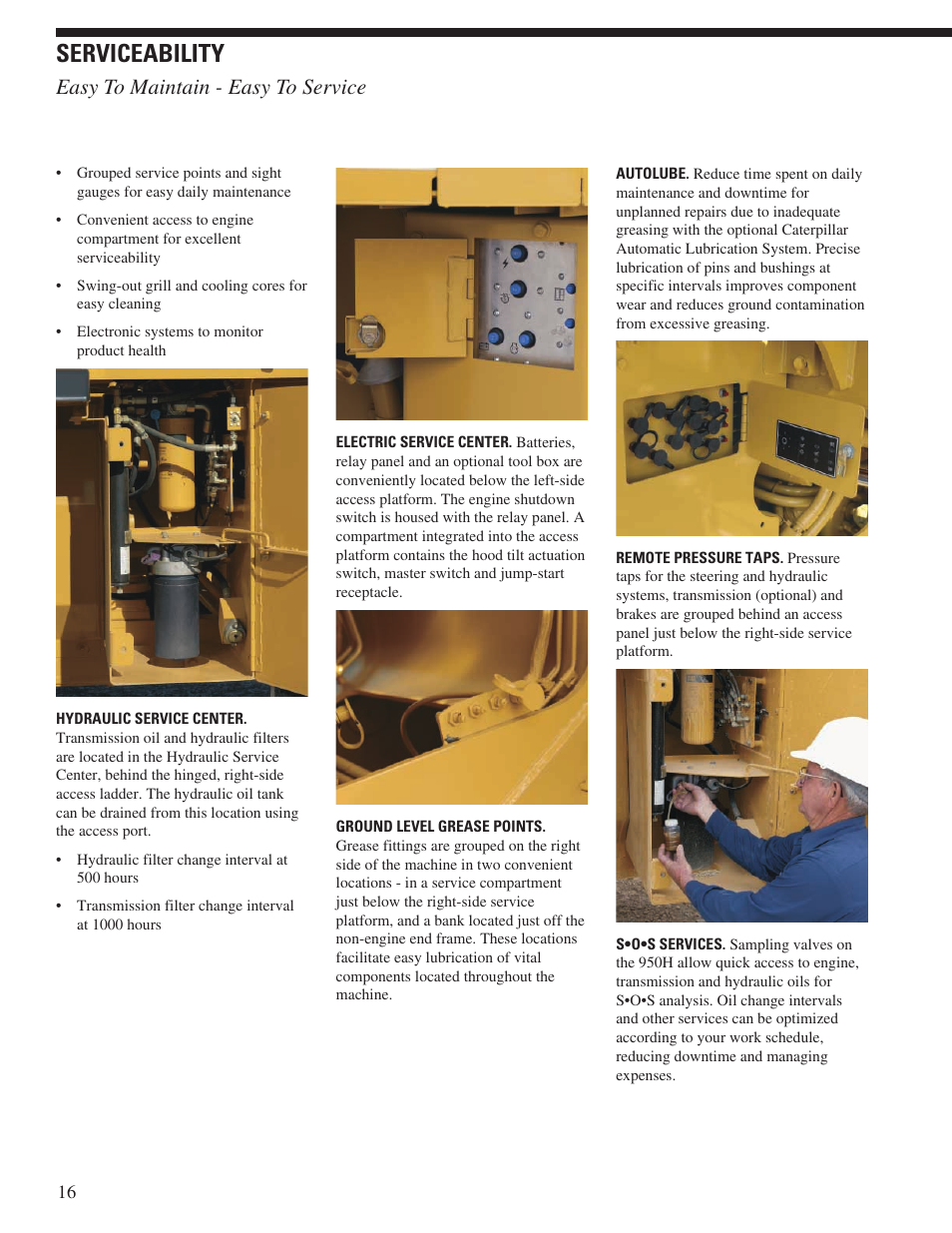 Serviceability, Easy to maintain - easy to service | CAT Wheel Loader User Manual | Page 16 / 28