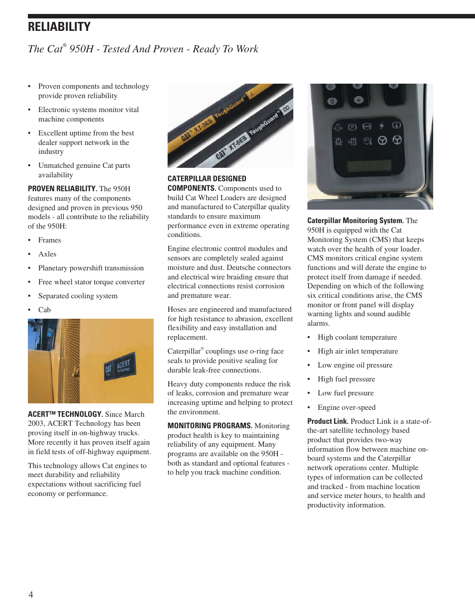 Reliability, The cat, 950h - tested and proven - ready to work | CAT Wheel Loader User Manual | Page 4 / 28