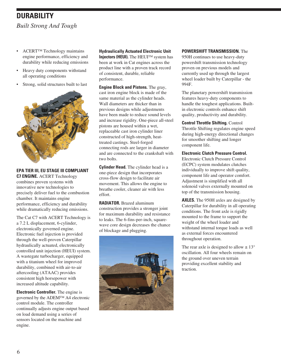 Durability, Built strong and tough | CAT Wheel Loader User Manual | Page 6 / 28